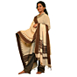 Authentic Kotpad Handwoven Pata Silk Dupatta | Natural Beige with Brown Geometric Border | Tribal Craft from Koraput, Odisha