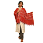 Kotpad Handwoven Cotton Dupatta | Deep Red with Tribal Stripes | Natural Dye