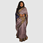 Royal Lavender Maheshwari Silk Cotton Handloom Saree with Royal Blue Pallu and Gold Zari