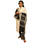 Kotpad Handwoven Cotton Dupatta | Black & Natural Beige with Tribal Motifs | Natural Dye