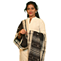 Kotpad Handwoven Cotton Dupatta | Black & Natural Beige with Tribal Motifs | Natural Dye