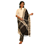 Kotpad Handwoven Cotton Dupatta | Black & Natural Beige with Tribal Motifs | Natural Dye