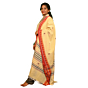 Authentic Kotpad Handwoven Tussar Dupatta | Natural Beige with Red Tribal Border & Geometric Motifs | Odisha Handloom