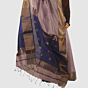 Royal Lavender Maheshwari Silk Cotton Handloom Saree with Royal Blue Pallu and Gold Zari