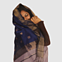 Royal Lavender Maheshwari Silk Cotton Handloom Saree with Royal Blue Pallu and Gold Zari