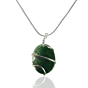 Reiki Moss Agate Pendant Oval Wire Wrapped Pendant with Metal Chain