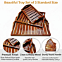 Set of 3 Wooden Serving Trays with Handles - Rustic Nesting Trays, Stackable Rectangular Platters for Cakes, Snacks, Breakfast & Coffee Table - Perfect for Parties & Home Decor