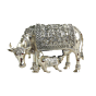 Brass Cow & Calf Idol Kamdhenu Gau Mata Statue for Home Temple & Vastu Decor BH11366