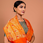 Vana Tanchhoi Handwoven Banarasi Saree in Orange