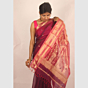 Rangrez Deep Wine Pink Maheshwari Handloom Silk Cotton Saree with Gold Zari