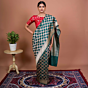 Chowkadi Gul Handwoven Banarasi Saree in Green