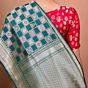 Chowkadi Gul Handwoven Banarasi Saree in Green