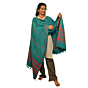 Authentic Kotpad Cotton Dupatta | Teal Green with Red Tribal Motifs | Handwoven Odisha