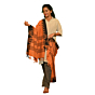 Kotpad Handwoven Cotton Dupatta | Burnt Orange with Black Tribal Border | Natural Dye