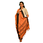 Kotpad Handwoven Cotton Dupatta | Burnt Orange with Black Tribal Border | Natural Dye