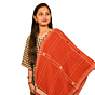 Authentic Kotpad Cotton Dupatta | Rust Red with Tribal Motifs | Handwoven Odisha