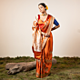 Paan Orange Banarasi Silk Saree