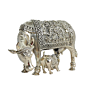 Brass Cow & Calf Idol Kamdhenu Gau Mata Statue for Home Temple & Vastu Decor BH11366
