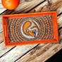Orange Peacock Painted Tray 