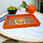 Orange Peacock Painted Tray 