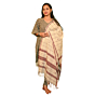 Kotpad Handwoven Cotton Dupatta | Natural Beige with Tribal Motifs | Natural Dye
