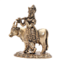 Mini Brass Krishna with Cow Idol for Home Temple & Gift BH12437