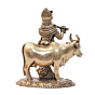 Mini Brass Krishna with Cow Idol for Home Temple & Gift BH12437