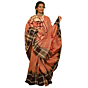 Authentic Kotpad Traditional Tussar Silk Saree | Warm Rust with Ivory Tribal Motifs & Woven Striped Pallu | Handwoven by Koraput Tribal Artisans