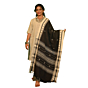 Authentic Kotpad Traditional Cotton Dupatta | Off-White with Maroon & Black Tribal Motifs & Woven Striped Borders | Handwoven by Koraput Tribal Artisans