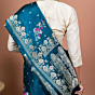 Nirvana Handwoven Banaras Saree Turquoise