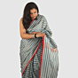 Authentic Soft Teal Blue Maheshwari Handloom Cotton Silk Saree with Zari