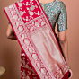 Anar Jaal Handwoven Banarasi Saree Radiant Red