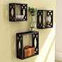 Santarms Wooden Wall Shelf Shelves for Living Room- Set of 3