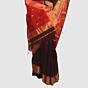 Elegant Crimson Red Maroon Maheshwari Handloom Saree Gold Zari Border