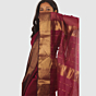 Elegant Wine Maroon Maheshwari Handloom Silk Cotton Saree with Gold Zari Border
