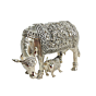 Brass Cow & Calf Idol Kamdhenu Gau Mata Statue for Home Temple & Vastu Decor BH11366