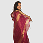 Elegant Wine Maroon Maheshwari Handloom Silk Cotton Saree with Gold Zari Border