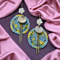 Crochet Shell Dangler Earrings | Blue