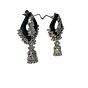  Trendy Silk Oxidised Peacock Jhumka Earrings - Green