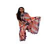 Vibrant Orange Tie-Dye Linen Cotton Saree - Ideal for Festive & Casual Wear Comfortable & Durable Fabric Unique Design