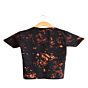 Stylish Tie-Dye T-Shirt in Black and Burnt Orange - 100% Cotton Bio Wash Crew Neck