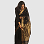 Elegant Black Maheshwari Silk Cotton Handloom Saree with Antique Gold Zari Border