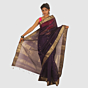Royal Purple Maheshwari Handloom Saree with Classic Gold Zari Border