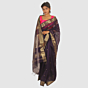 Royal Purple Maheshwari Handloom Saree with Classic Gold Zari Border