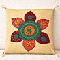 Earthy Bloom Beige Flower Applique Cushion Cover