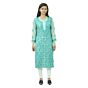 Hand-Embroidered Turquoise Chikankari Kurti | XL