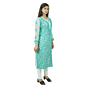 Hand-Embroidered Turquoise Chikankari Kurti | XL