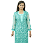 Hand-Embroidered Turquoise Chikankari Kurti | XL