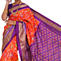 Pochampally Ikat Navratna Design Silk Saree  Orange & Purple
