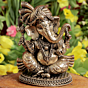 Brass Ganesha Pagdi Wala Idol for Home Mandir BH11919